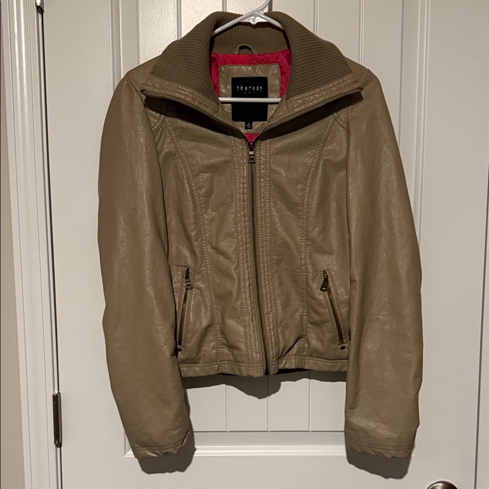 Tan Faux Leather Jacket